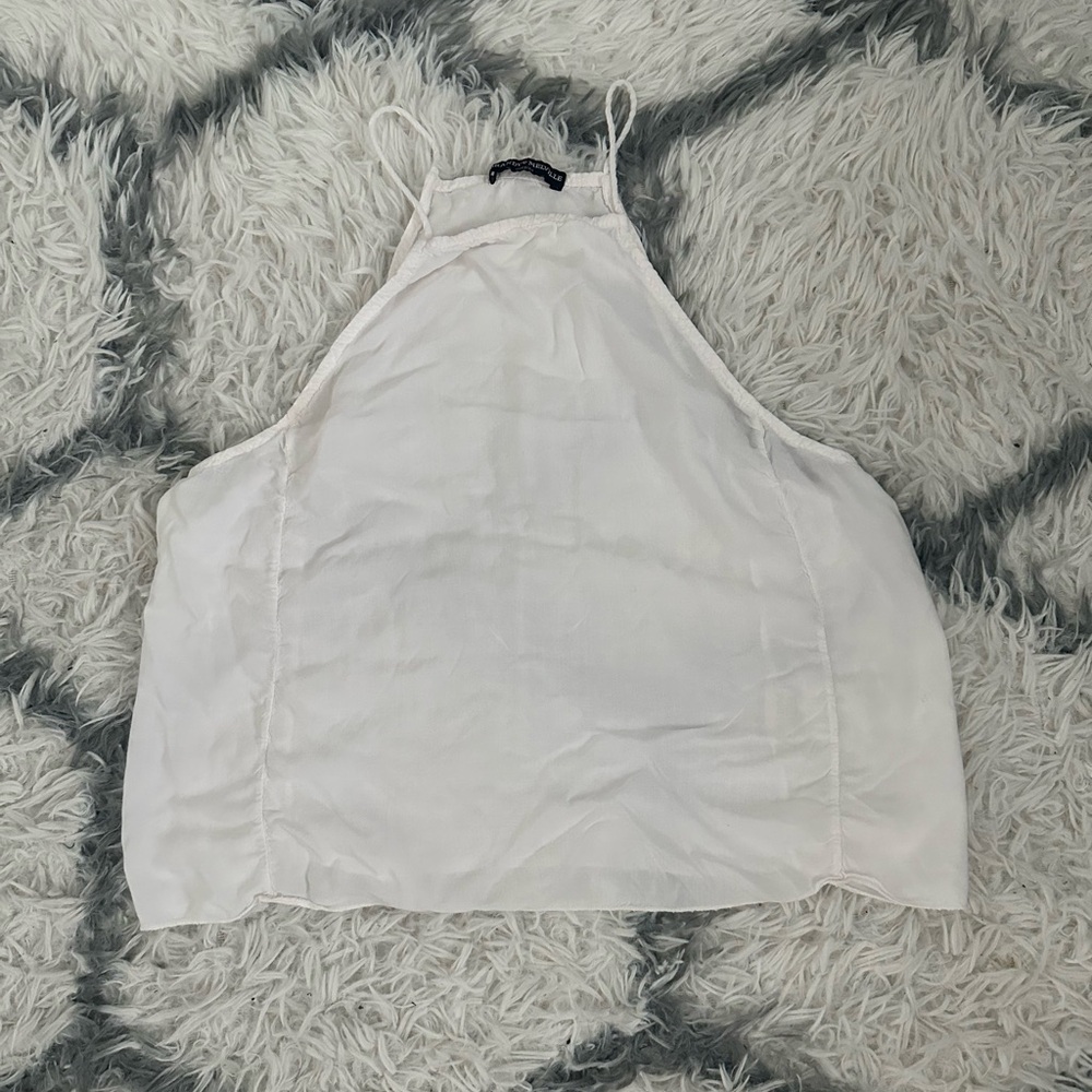 BRANDY MELVILLE - ONE SIZE High-Neck Flowy Sheer Tank Top - White